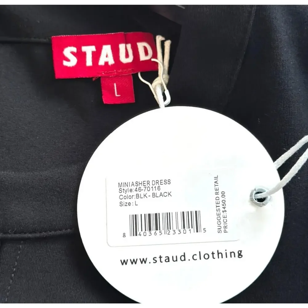 STAUD Black Long-Sleeve Mini Dress with Mirror Disk Accents - Picture 5 of 5